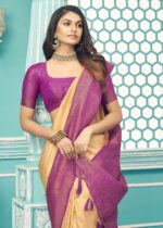 Yellow Purple Kanjivaram Saree