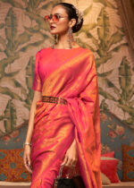 Peach Banarasi Silk Saree