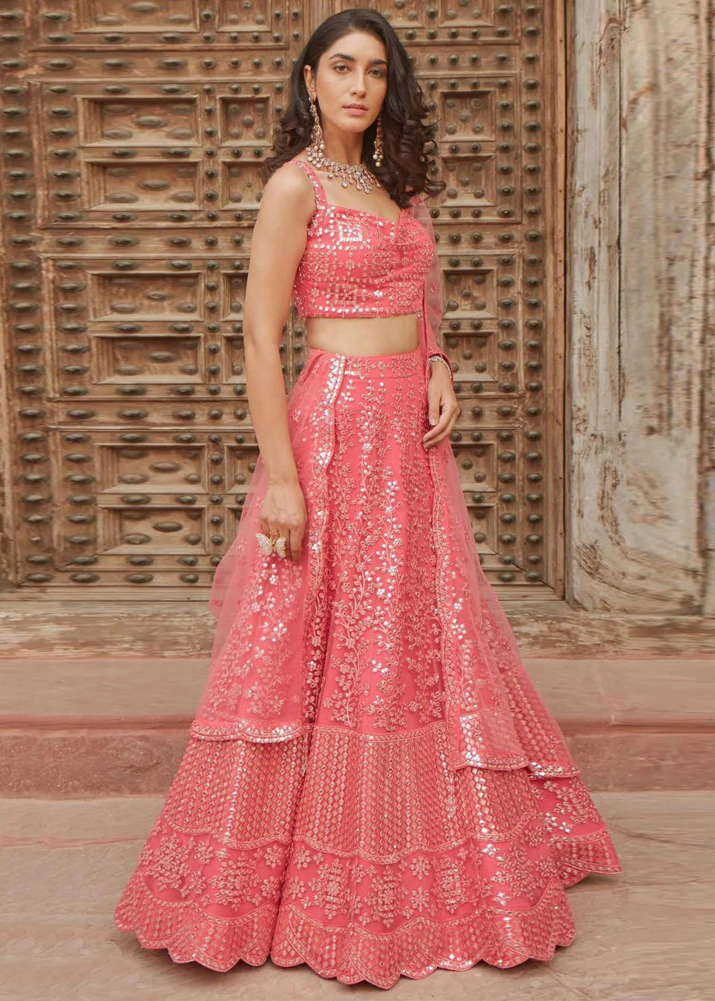 Pink Embroidered Lehenga Choli