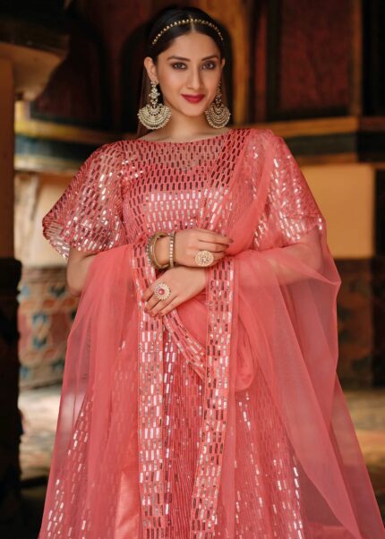 Pink Sequins Lehenga Choli