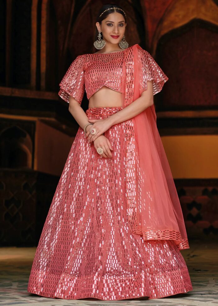 Pink Sequins Lehenga Choli