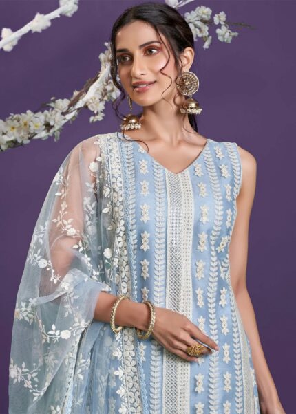 Blue Lucknowi Chikankari Suit