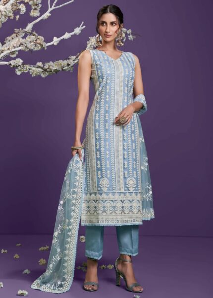 Blue Lucknowi Chikankari Suit