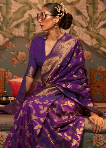 Purple Banarasi Silk Saree