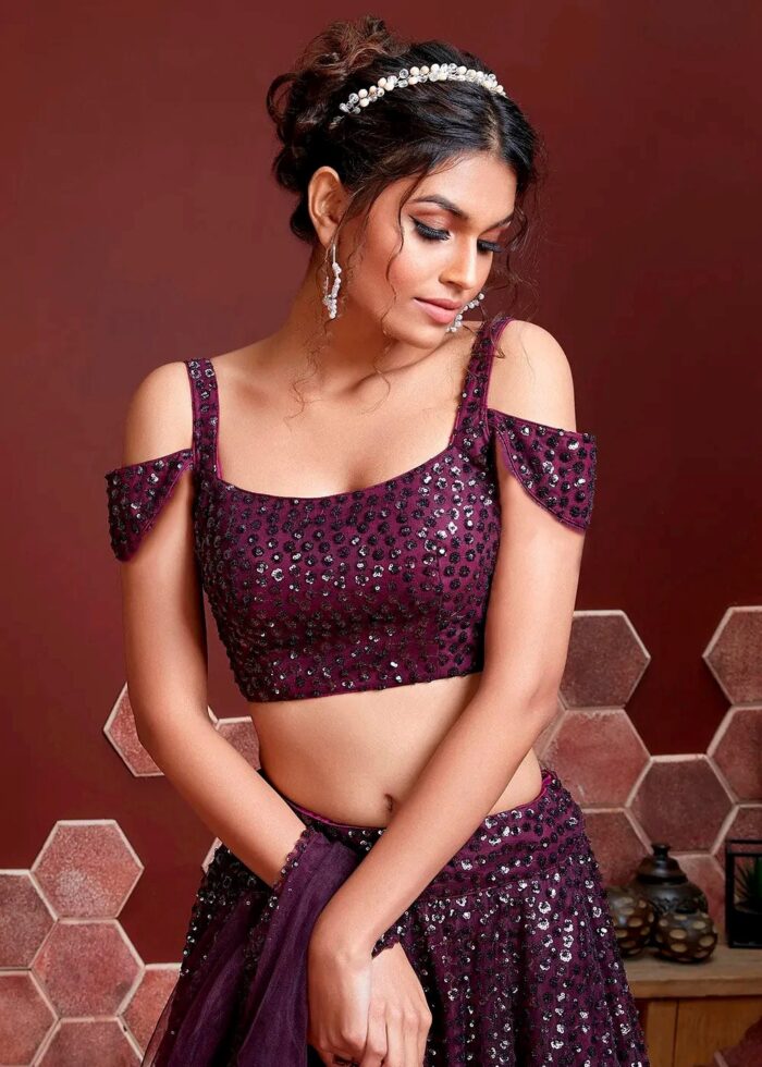 Purple Net Lehenga Choli