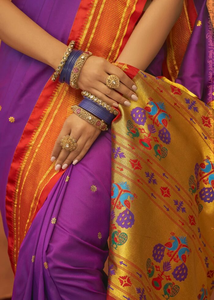 Purple Paithani Silk Saree