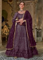 Purple Sequins Embroidery Lehenga