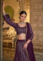 Purple Sequins Embroidery Lehenga