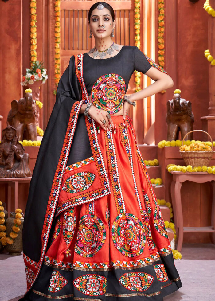 Red Gamthi Lehenga Choli