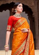 Saffron Orange Banarasi Saree