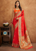 Scarlet Red Banarasi Saree