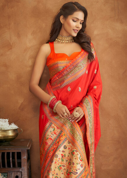 Scarlet Red Banarasi Saree