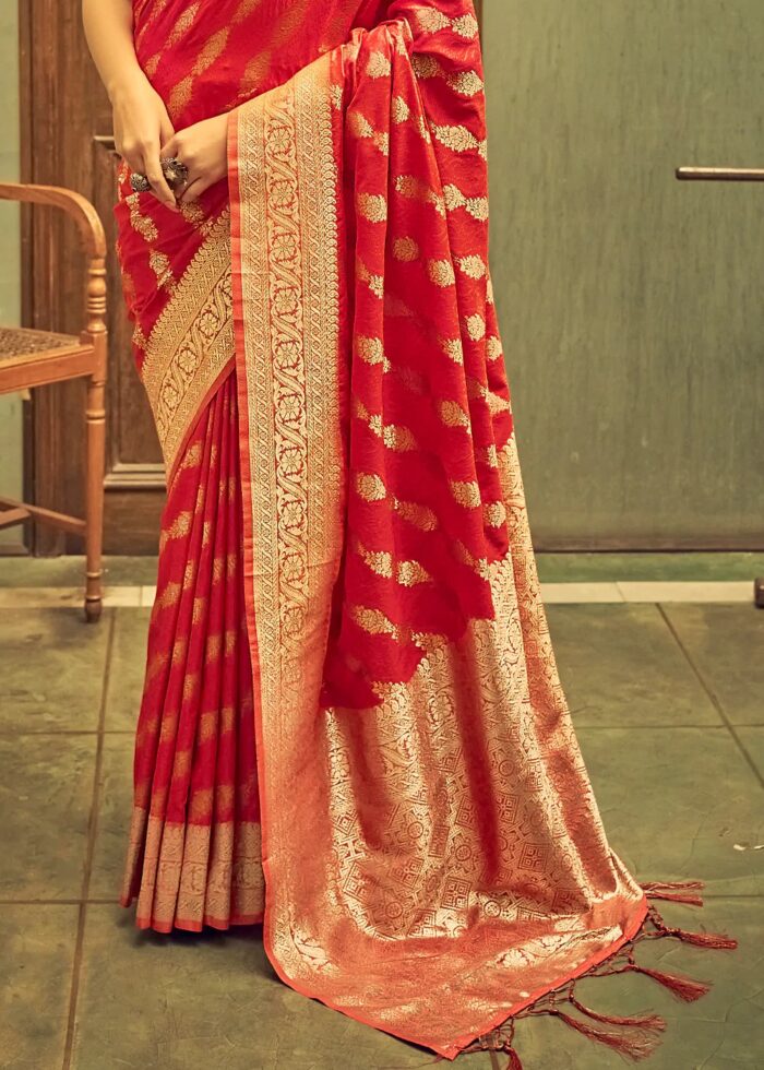 Scarlet Red Banarasi Saree