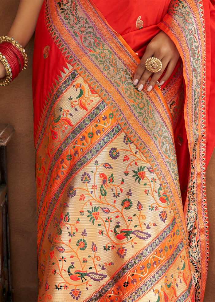 Scarlet Red Banarasi Saree