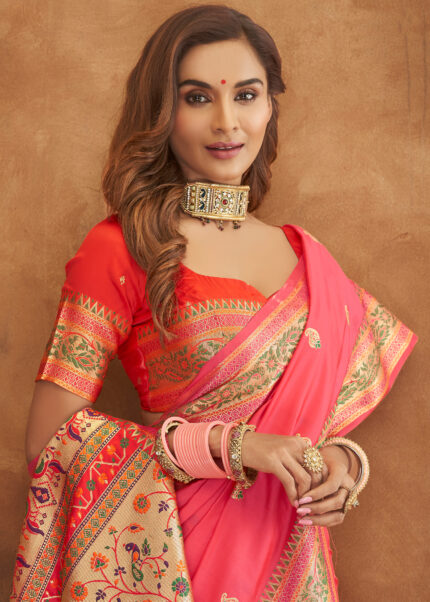 Taffy Pink Banarasi Saree