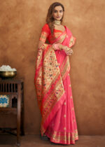 Taffy Pink Banarasi Saree