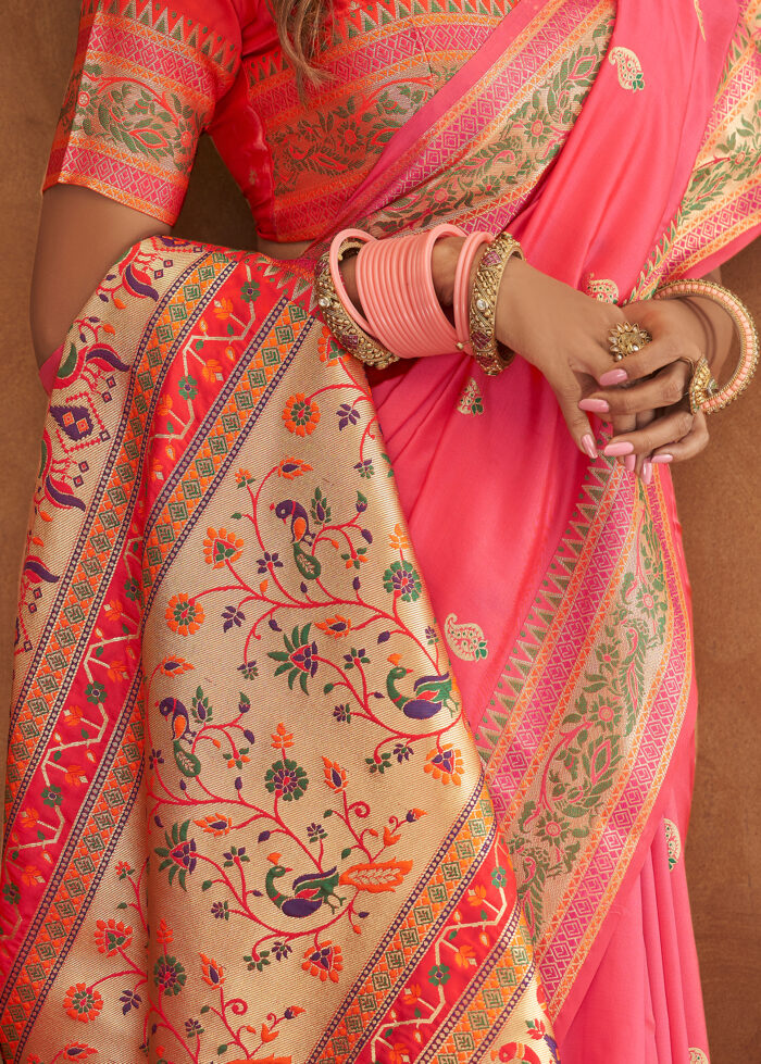 Taffy Pink Banarasi Saree