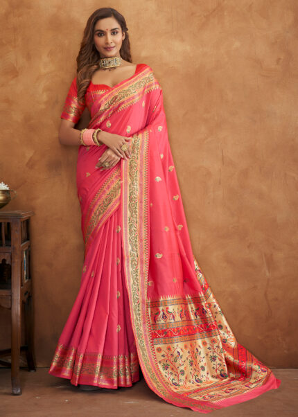 Taffy Pink Banarasi Saree