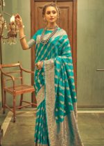 Teal Blue Banarasi Saree