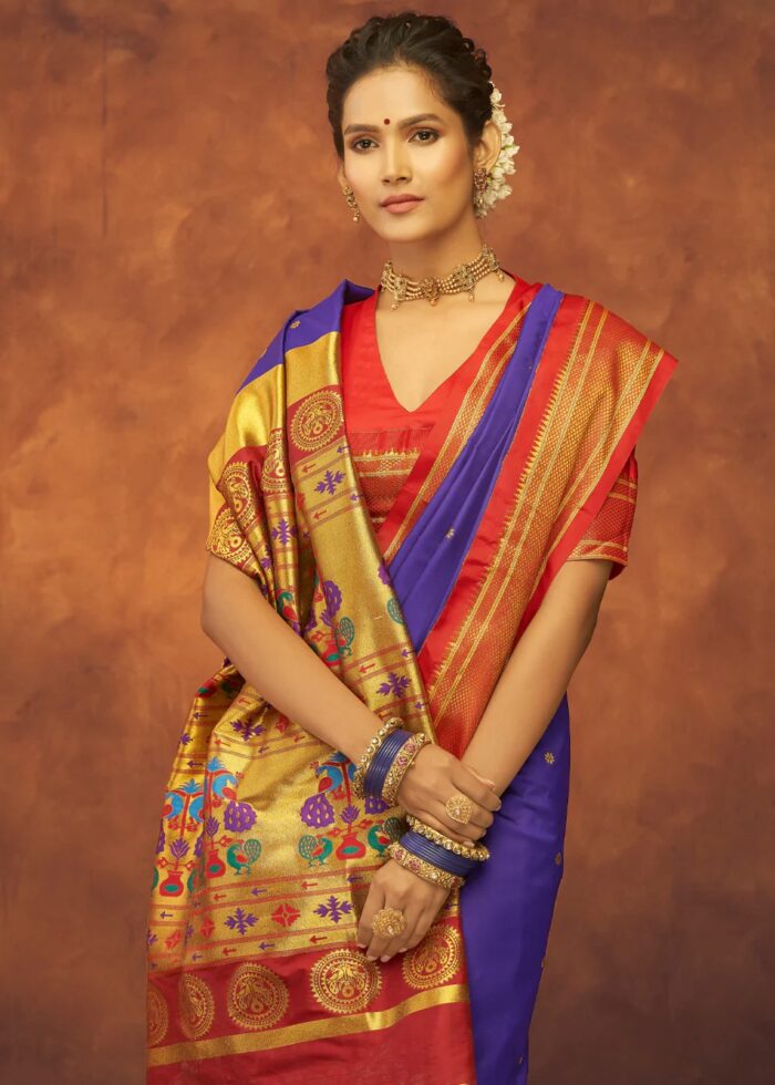 Violet Paithani Silk Saree