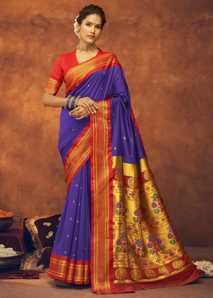 Violet Paithani Silk Saree