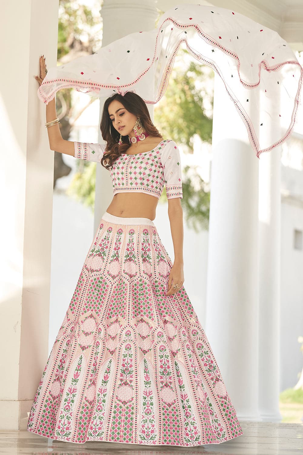 White Silk Lehenga Choli