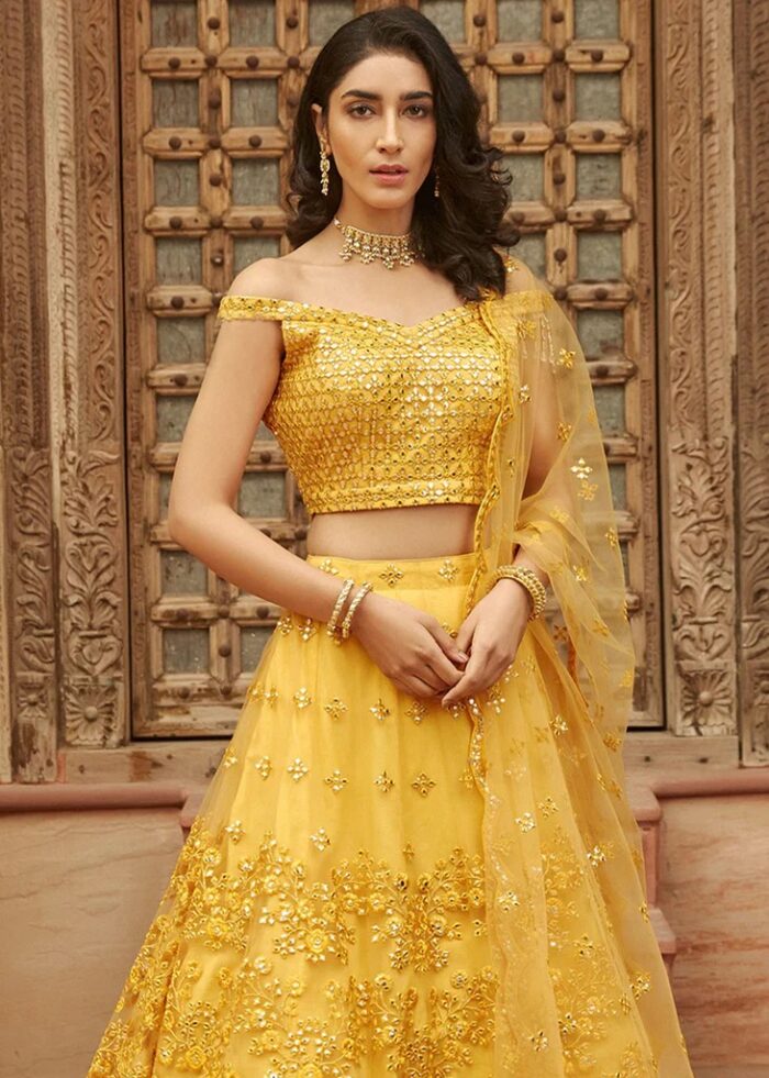 Yellow Embroidered Lehenga Choli