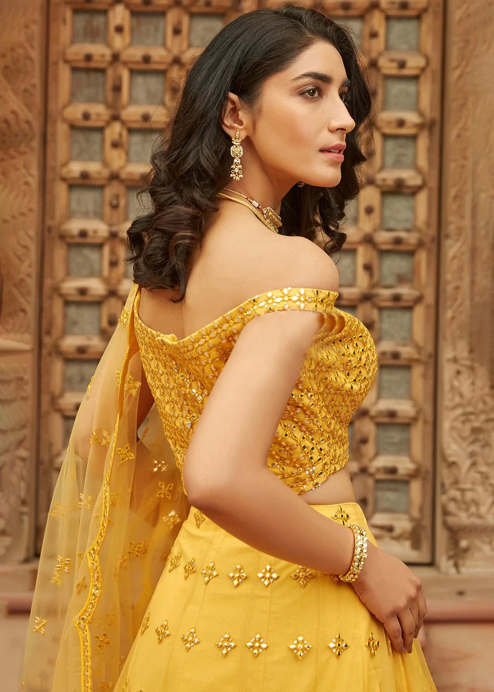 Yellow Embroidered Lehenga Choli