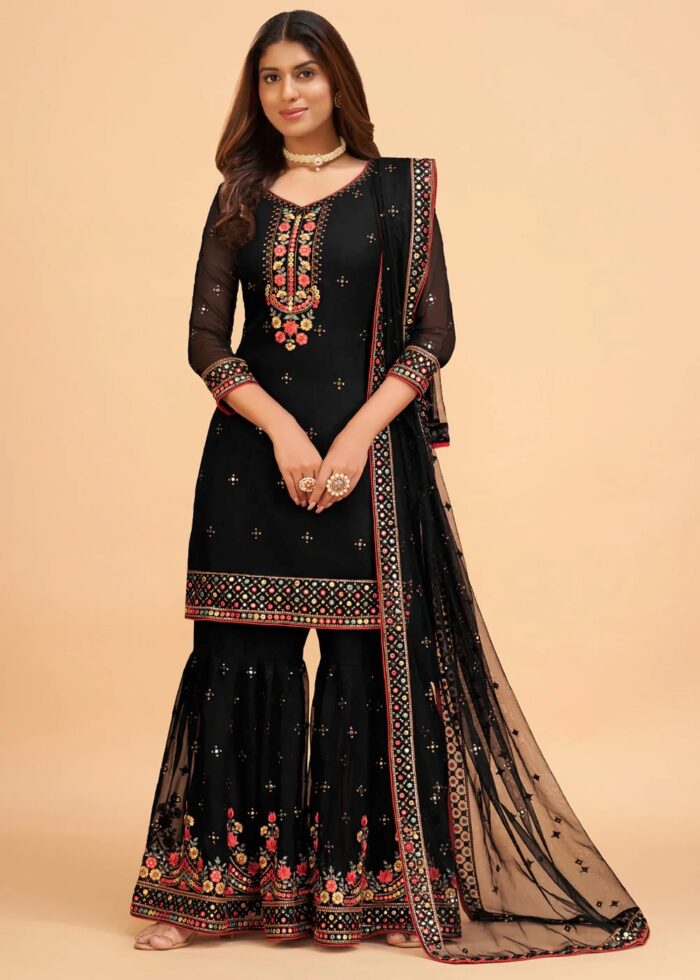 Black Georgette Sharara Suit