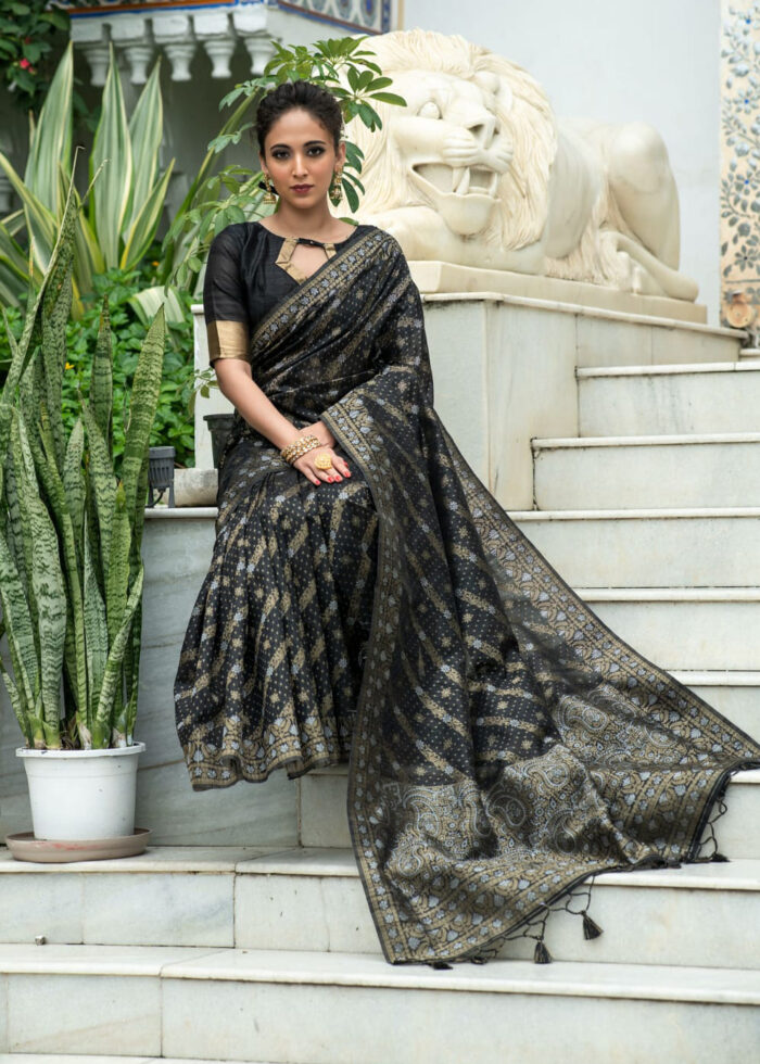 Black Jamdani Silk Saree