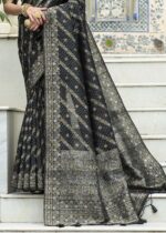 Black Jamdani Silk Saree