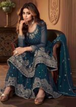 Blue Georgette Sharara Suit