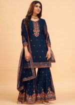 Blue Georgette Sharara Suit