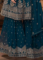 Blue Georgette Sharara Suit