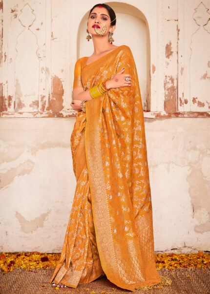 Bright Marigold Banarasi Saree