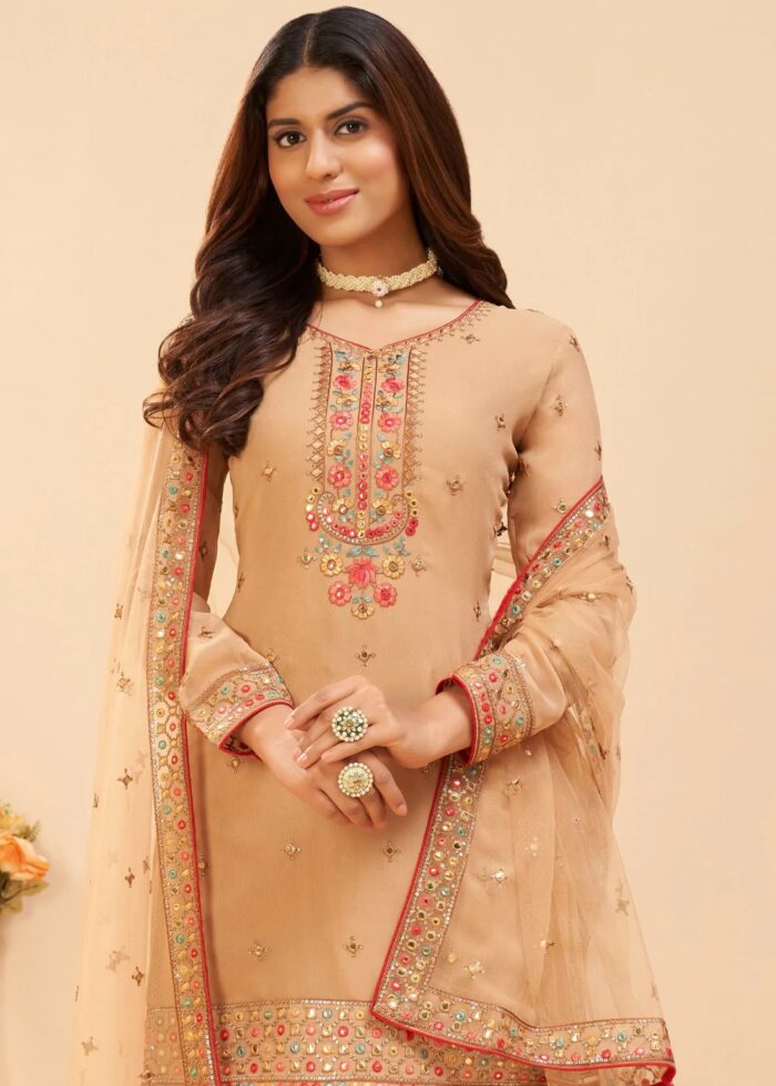 Cream Georgette Sharara Suit