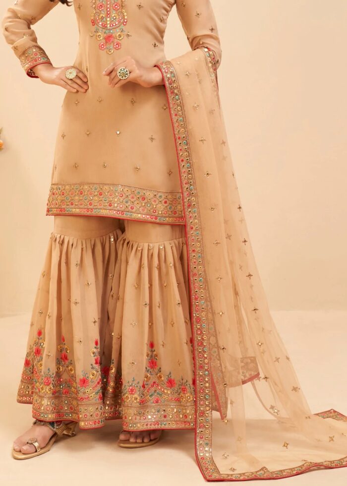 Cream Georgette Sharara Suit