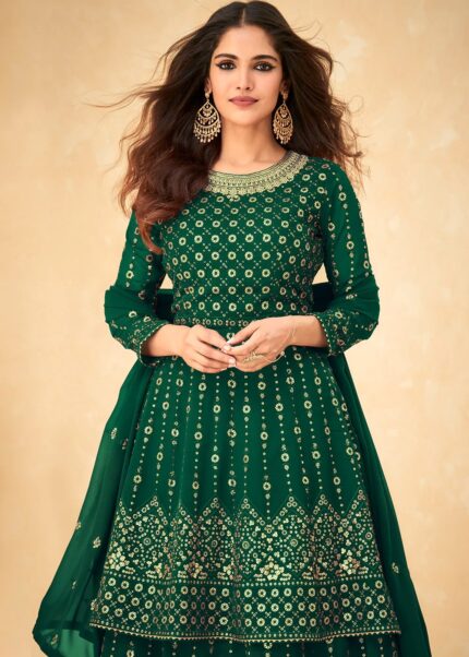 Dark Green Anarkali Lehenga Suit