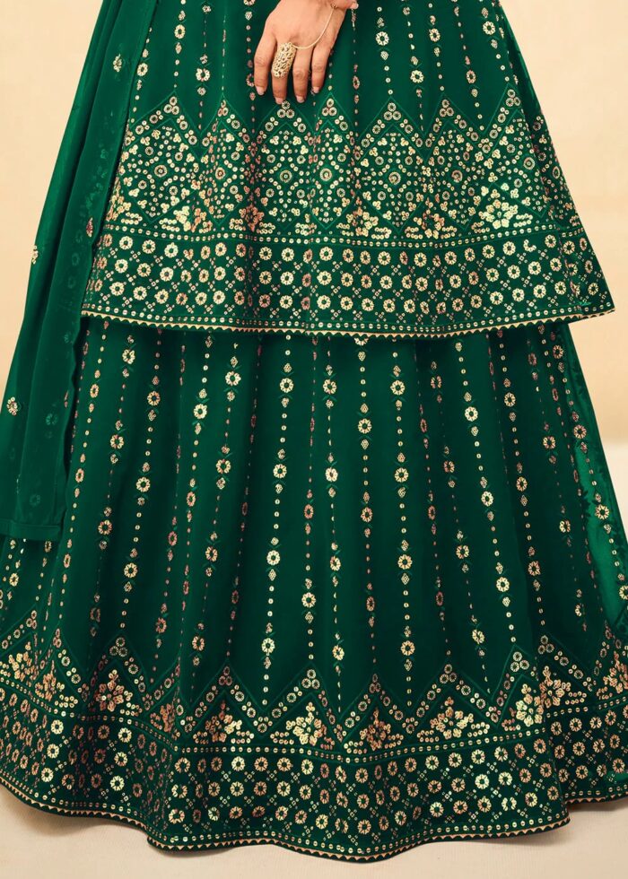 Dark Green Anarkali Lehenga Suit