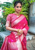 Deep Pink Tussar Silk Saree