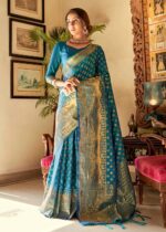 Golden Blue Kanjivaram Saree