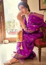 Golden Purple Kanjivaram Saree