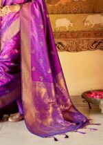 Golden Purple Kanjivaram Saree