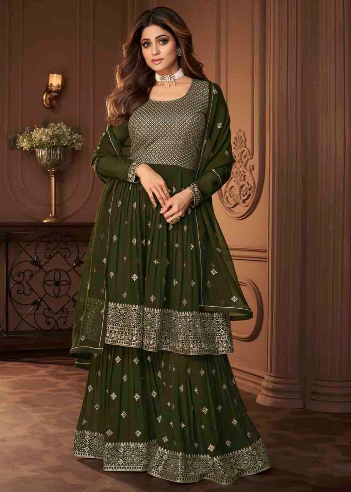 Green Georgette Sharara Suit