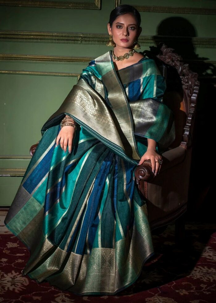 Green Tussar Silk Saree