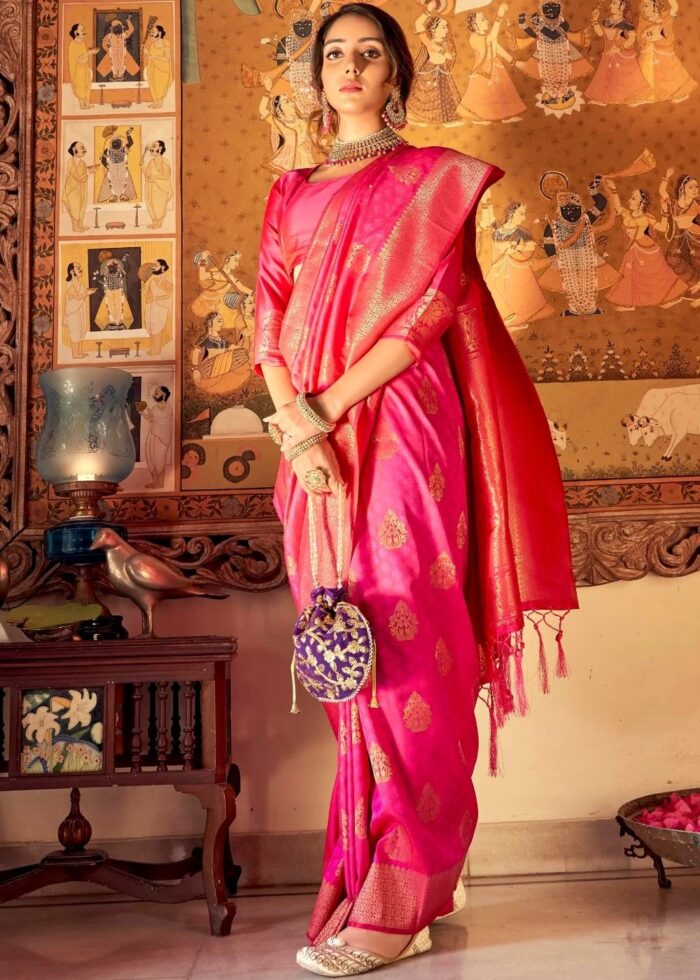 Hot Pink Kanjivaram Saree