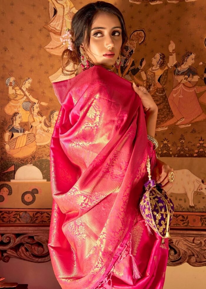 Hot Pink Kanjivaram Saree