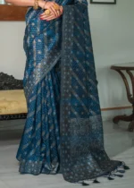 Blue Jamdani Silk Saree