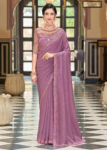 Lavender Embroidered Designer Saree