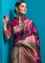 Magenta Pink Tussar Silk Saree